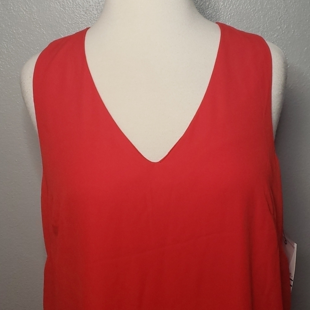 Ophelia Roe Sleeveless Dress Medium Red Cream - Picture 2 of 8